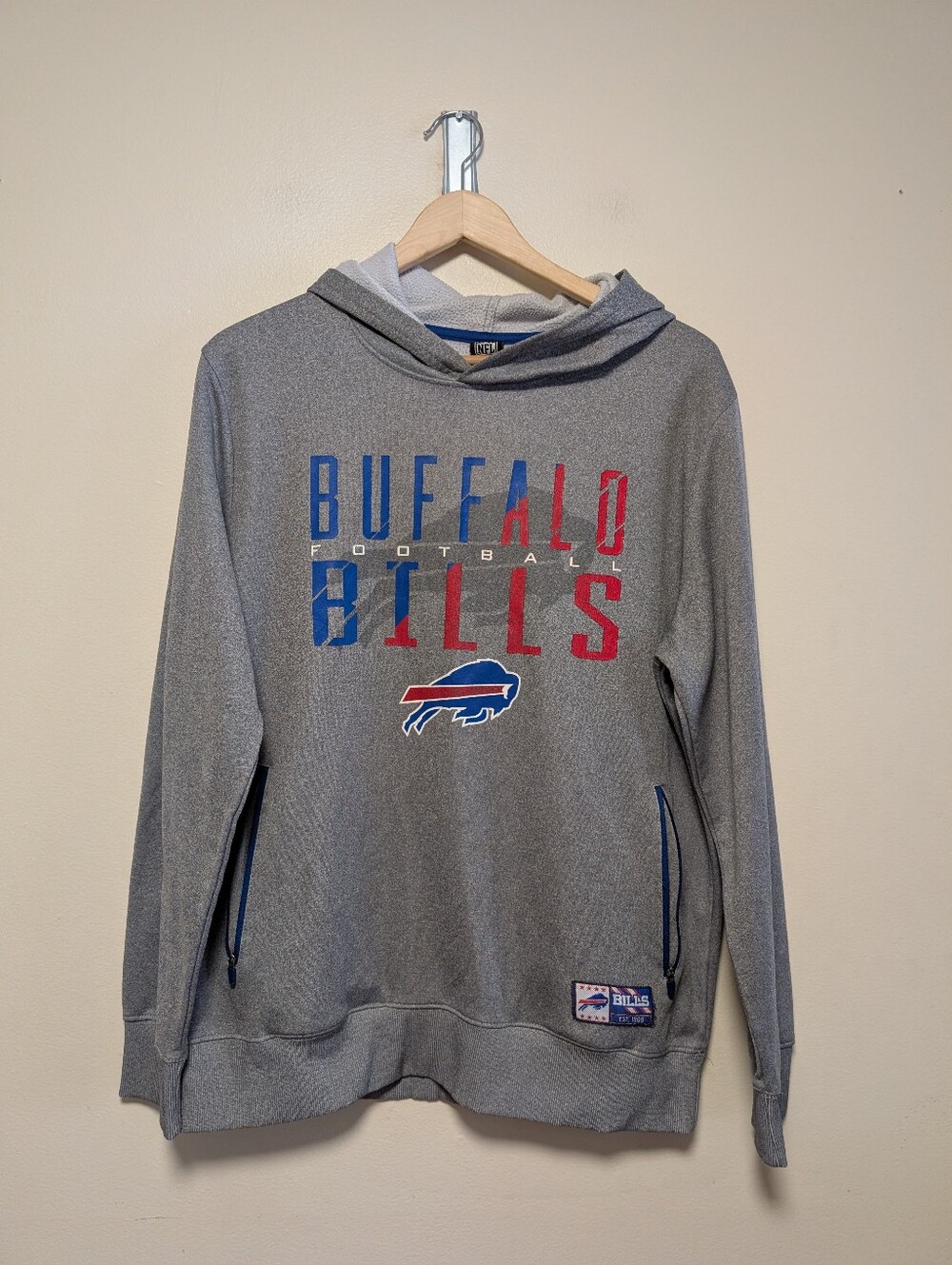 Buffalo Bills NFL Team Apparel Performance Hoodie Medium Gray